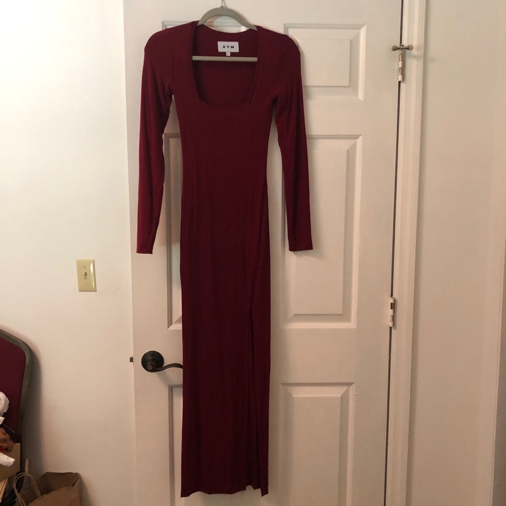 Red long maxi dress with slit